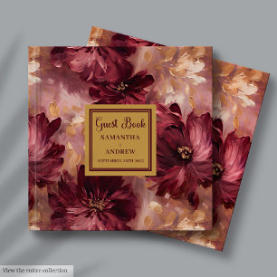 Beautiful Blush Burgundy Gold Boho Wedding  Guest Book