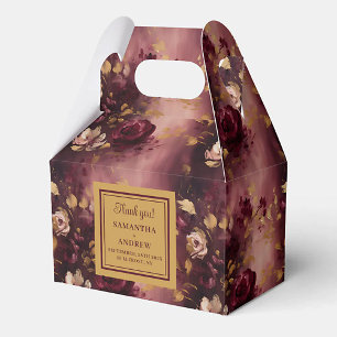 Beautiful Blush Burgundy Gold Wedding Favour Box