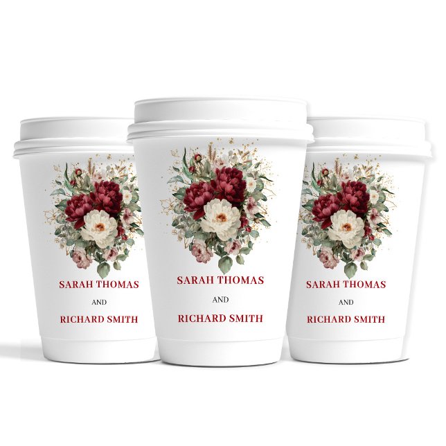 Beautiful Blush Burgundy Wedding Paper Cups (Beautiful Blush Burgundy Wedding Paper Cups)