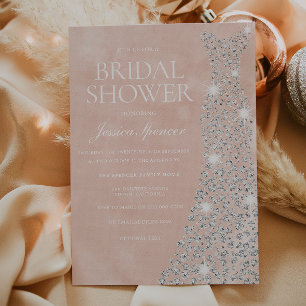 Beautiful Blush Diamond Dress Bridal Shower Invitation