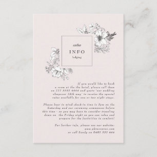 Beautiful Blush Floral Monogram Sketched Wreath Enclosure Card