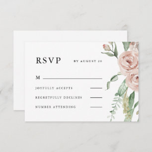 Beautiful Blush Floral Wedding RSVP Card