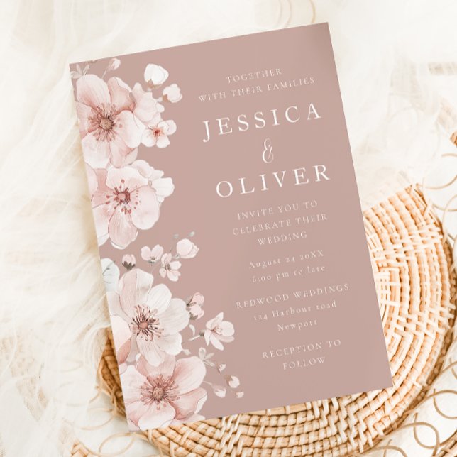 Beautiful Blush Flower Petals Gorgeous Wedding Invitation (Creator Uploaded)