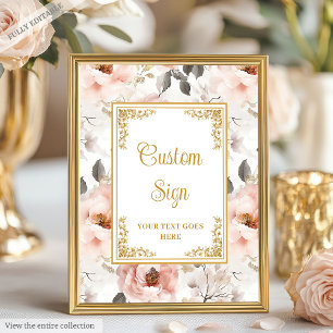 Beautiful blush flowers with gold accents custom  poster