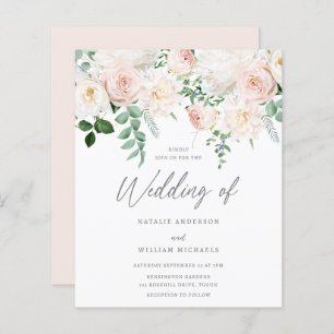 Beautiful Blush Garden Wedding Budget Invite