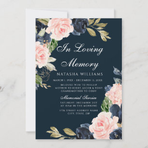 Beautiful Blush Navy Funeral Service Announcement
