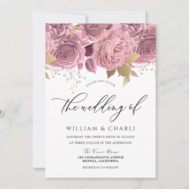 Beautiful Blush Pink Elegant Modern Wedding Invitation (Front)