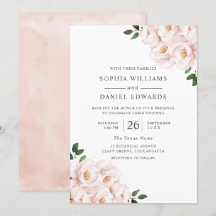 Beautiful Blush Pink Elegant Winter Spring Wedding Invitation