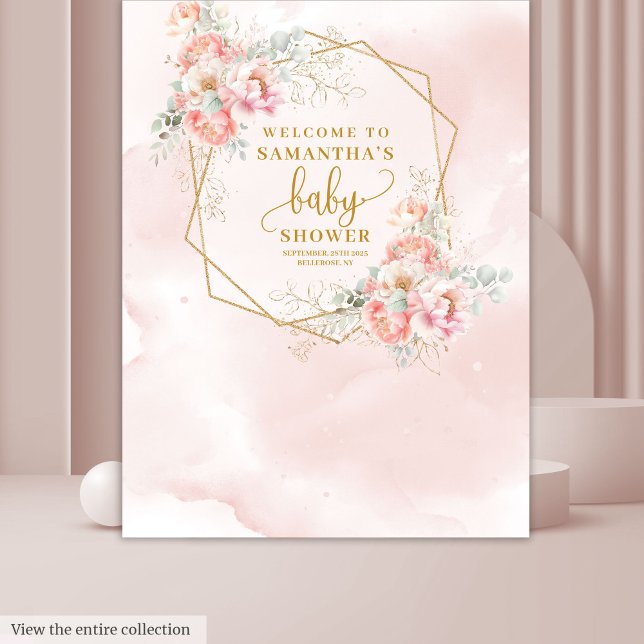 Beautiful blush pink flowers baby shower backdrop tapestry (Beautiful blush pink flowers baby shower backdrop)