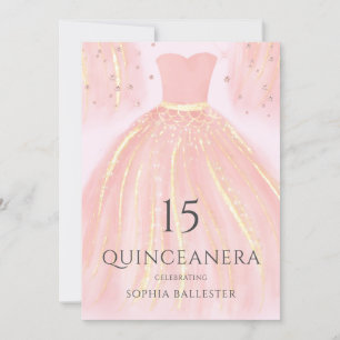 Beautiful Blush Pink Mermaid Dress Quinceanera Invitation