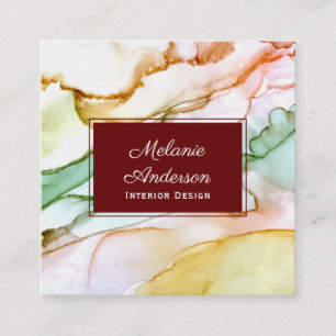 Beautiful Blush Pink Pastel Interior Design Square Business Card