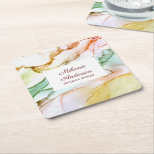 Beautiful Blush Pink Pastel Interior Design Square Paper Coaster