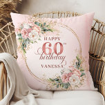 Beautiful Blush Pink Watercolor Boho 60th birthday Cushion<br><div class="desc">✅ For matching items search 36-60 in my collections ✅ Celebrate a special milestone with this elegant 60th birthday pillow featuring watercolor rose gold, dusty pink and blush pink flowers, eucalyptus greenery, and a shimmering gold frame. This boho floral design adds charm and warmth to any space. A beautiful keepsake...</div>