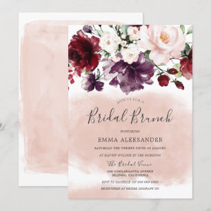 Beautiful Blush Watercolor Botanical Bridal Shower Invitation
