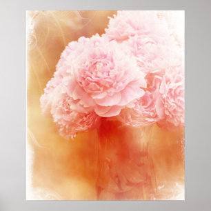 Beautiful Blushing Peony Bouquet Poster