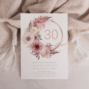 Beautiful Boho Blush 30th Birthday Party Invitation