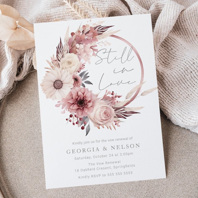 Beautiful Boho Blush Wedding Vow Renewal Invitation (Creator Uploaded)
