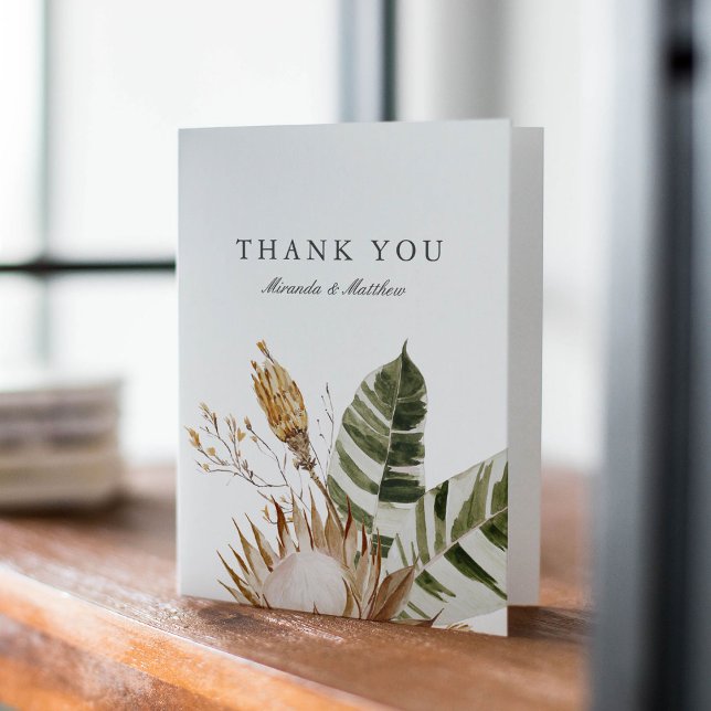Beautiful Boho Botanical Floral Wedding White Thank You Card (Creator Uploaded)