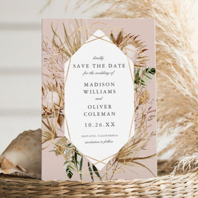 Beautiful Boho Botanical Geometric  Wedding Save The Date (Creator Uploaded)