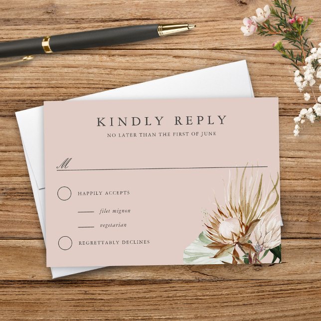 Beautiful Boho Botanical Neutral Wedding Reply RSVP Card (Creator Uploaded)
