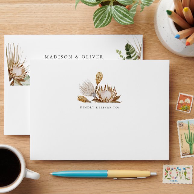 Beautiful Boho Botanical Wedding Envelope (Desk)
