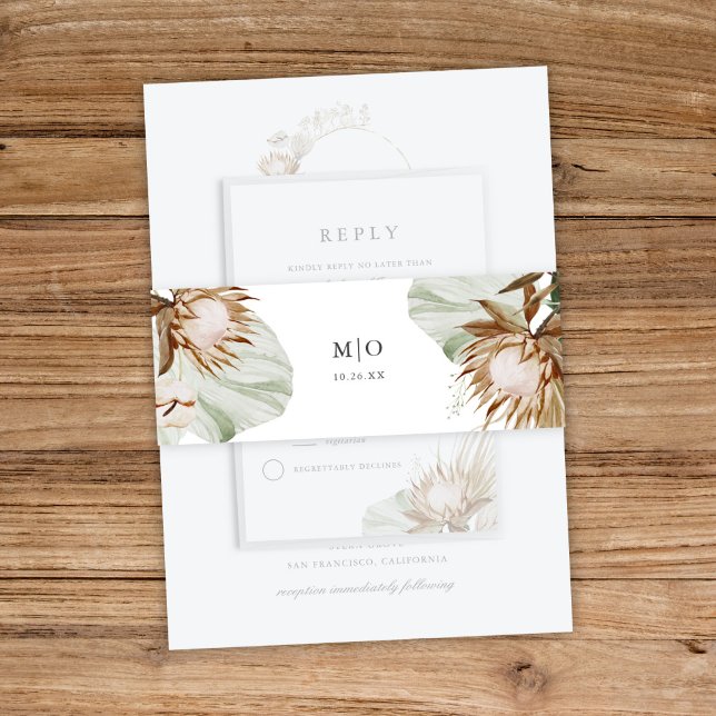 Beautiful Boho Botanical Wedding Invitation Belly Band (Creator Uploaded)