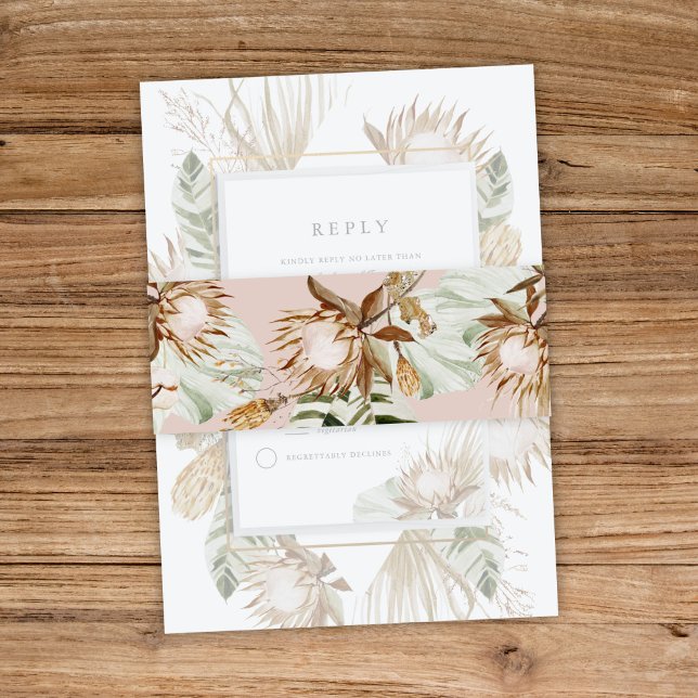 Beautiful Boho Botanical Wedding Invitation Belly Band (Creator Uploaded)