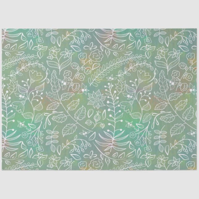 Beautiful Boho Botanicals Dreamy Sage Green Tissue Paper (Front)