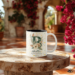 Beautiful Boho Chic Floral Monogram Mug for Bella