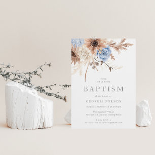 Beautiful Boho Floral All Seasons Baptism Invitation