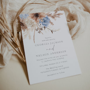 Beautiful Boho Floral All Seasons Wedding Invitation