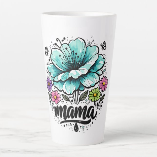 Beautiful Boho Floral Mama Mother's Day  Latte Mug (Front)