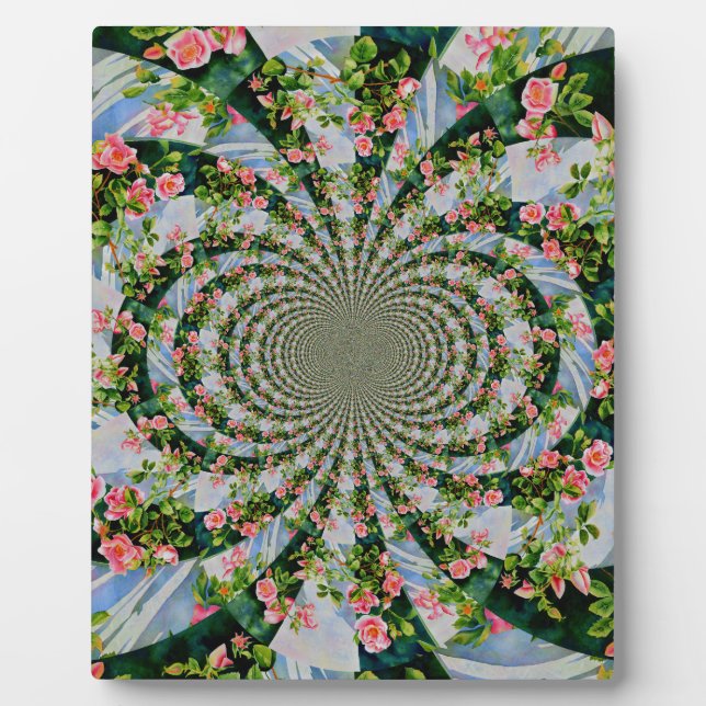 Beautiful boho pink, red roses, watercolor floral plaque (Front)