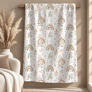 Beautiful Boho Rainbow Shapes Earthy Tone Blanket