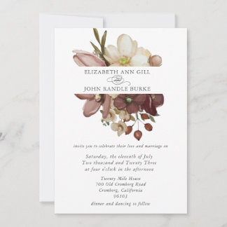 Beautiful boho rose & neutral wedding  invitation