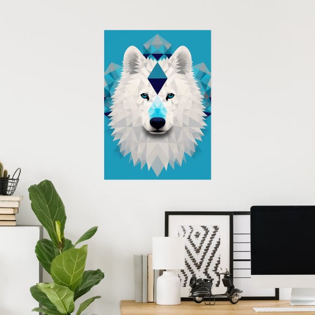 Beautiful Boho Samoyed Puppy Dog  Poster (Home Office)