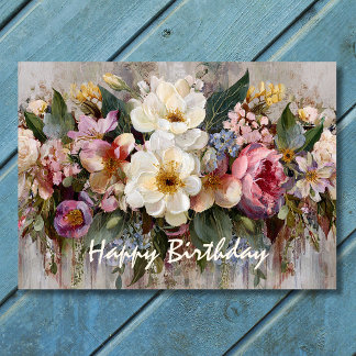Beautiful Boho Wildflower Floral Birthday Card