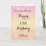 Beautiful Bokeh 14th Birthday Granddaughter Card<br><div class="desc">A personalised 14th birthday card for granddaughter which you can easily personalise with her name. This granddaughter birthday card has a beautiful bokeh design on the front with the background in a light pink, light yellow and light orange. The inside reads a birthday message, which can also be personalised if...</div>
