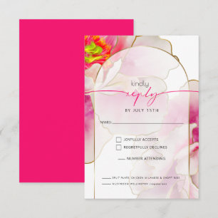 Beautiful Bold Scarlet Peony Meal Choice RSVP Card
