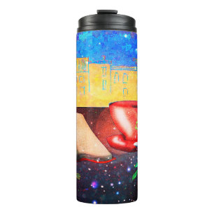 Beautiful Book And Coffee Cup Thermal Tumbler