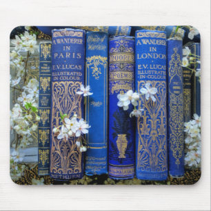 Beautiful Book Spines (Blue) Mouse Pad