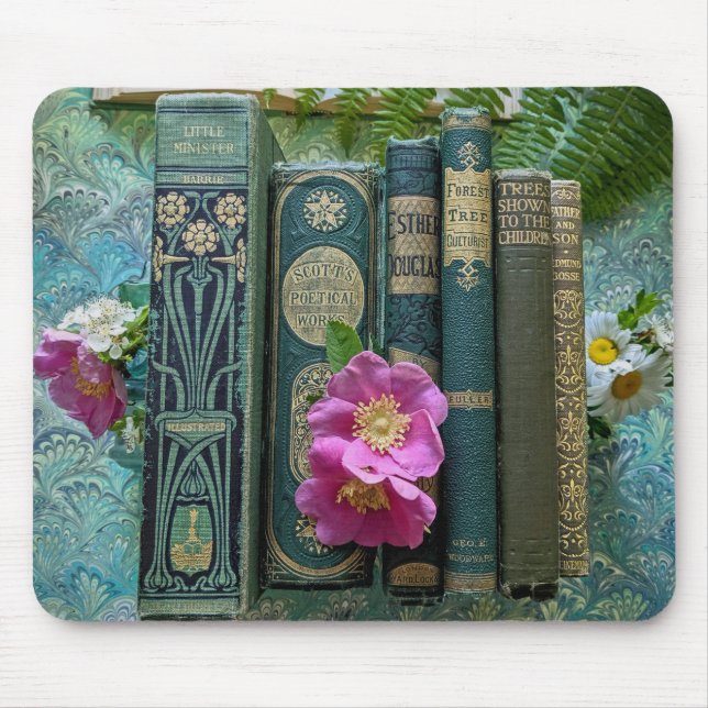 Beautiful Book Spines (Green) Mouse Pad (Front)