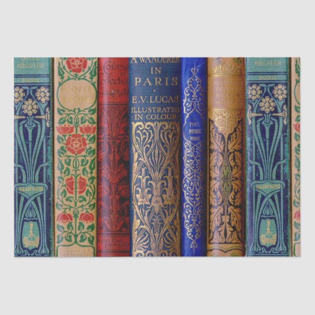 Beautiful Book Spines (Paris) Decoupage Tissue Paper (Front)