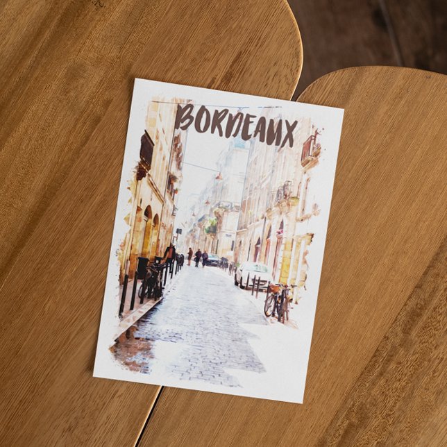 Beautiful Bordeaux France Watercolor Travel Postcard (bordeaux france stylish travel postcard)