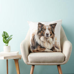 BEAUTIFUL BORDER COLLIE HERDING DOG CUSHION