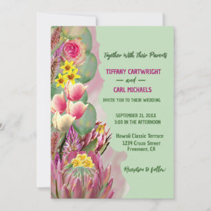 Beautiful Botanical Floral Garden Green Wedding Invitation