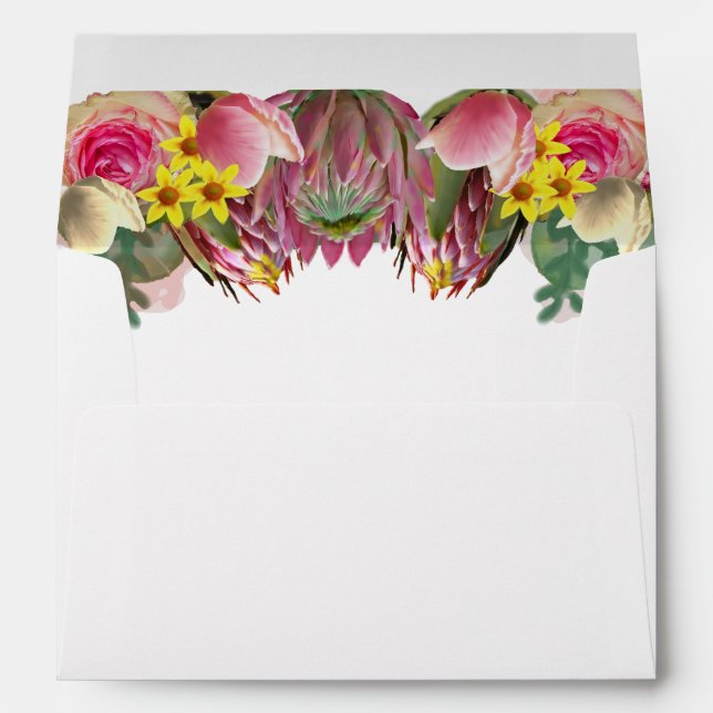 Beautiful Botanical Floral Garden Pink Envelope (Back (Bottom))