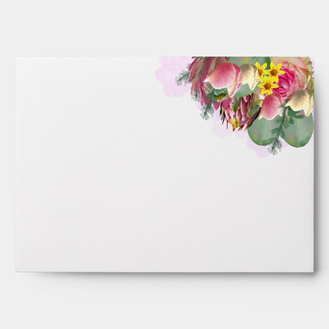 Beautiful Botanical Floral Garden Pink Envelope (Front)