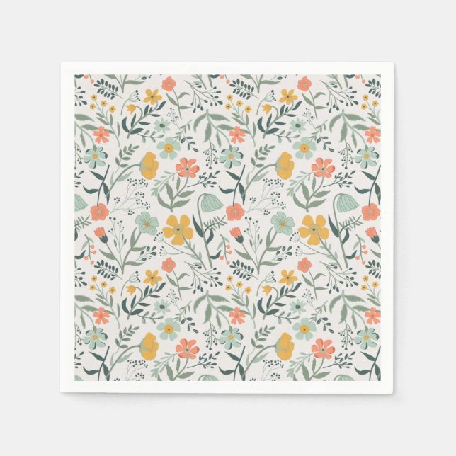 Beautiful Botanical Floral Pattern Napkin (Front)