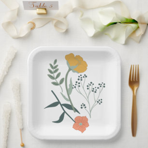 Beautiful Botanical Floral Pattern Paper Plate